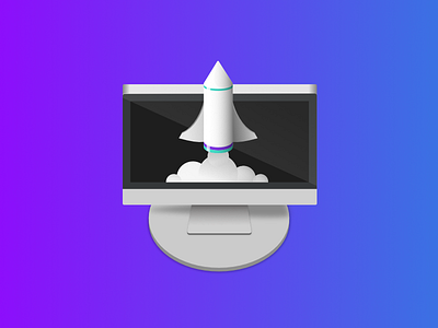 Rocket launch icon gradient icon imac launch pc rocket smoke web