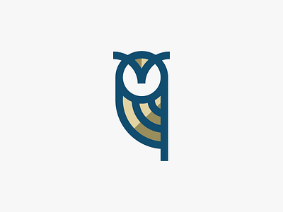 Owl Gold animal bird gold line logo nature owl