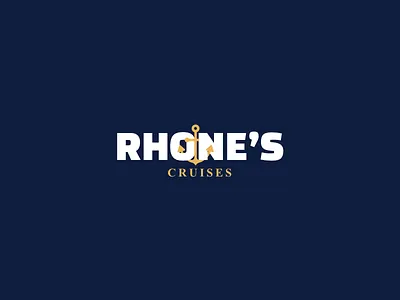 Rhone's Cruises logo anchor blue brand branding company cruises identity logo minimalist sea water yellow