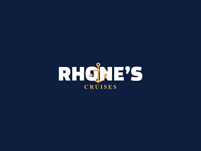 Rhone's Cruises logo anchor blue brand branding company cruises identity logo minimalist sea water yellow