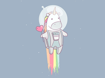 Space Unicorn cartoon character illustration magic rainbow space unicorn