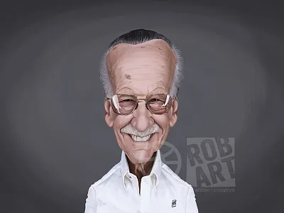 Stan Lee artist caricature celebrity comics hollywood illustration marvel movies photoshop portrait stan lee wacom