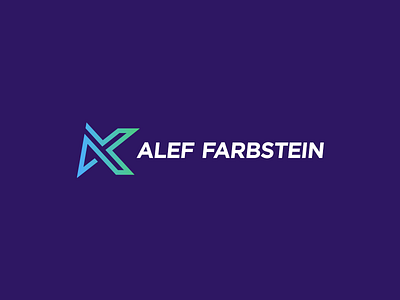 Alef Farbstein - logo design abstract simple message art for business blue purple green brand clean monogram creative branding flat bold design hebrew mark investment company logo symbol minimal logotype minimalist identity type lettering