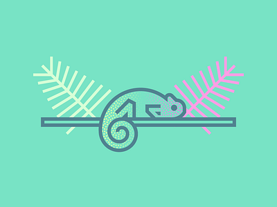 Chameleon (244/365) chameleon colorful icon illustration leaves line art lizard minimal reptile stipple stippling tropical