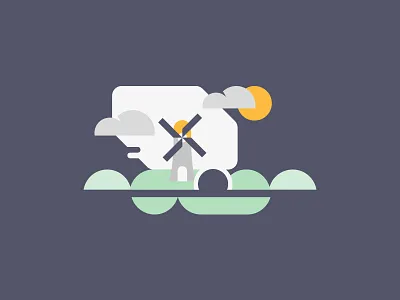 WINDMILL // beltramo bltr icon illustration river windmill