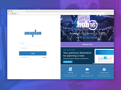 Anaplan Login finance fintech login marketing product sanfrancisco startup tech ui