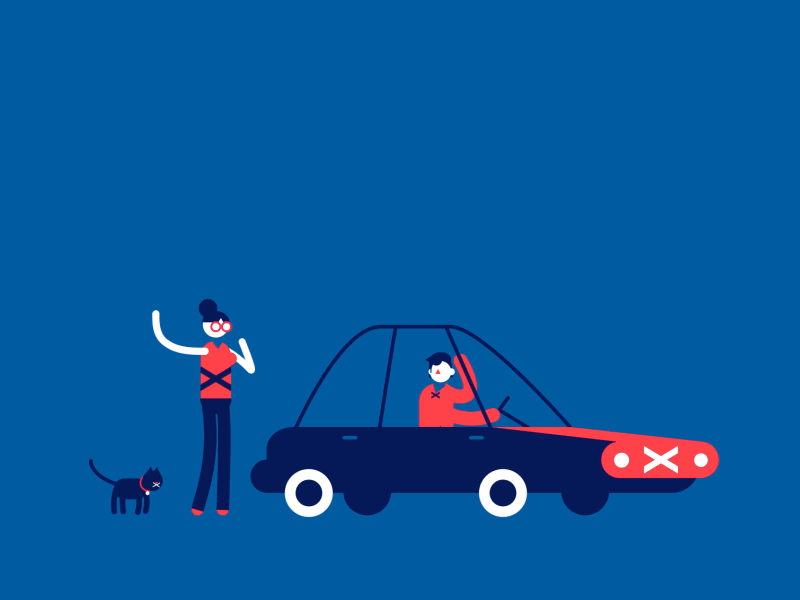 Car And Waving Viewer aftereffects character illustration vector