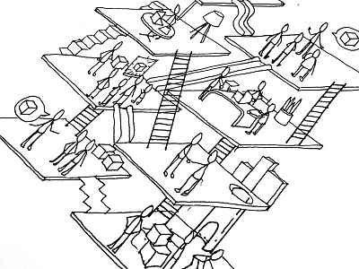 Snakes and Ladders concept drawing illustration pencil sketch