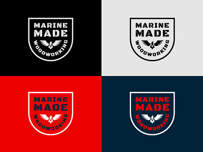 Marine Woodworks america badge craft eagle identity lockup logo marine usa woodworking woodworks