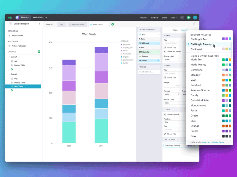 Custom Color Palettes analysis analytics brand colorpalette colors data swatch ui