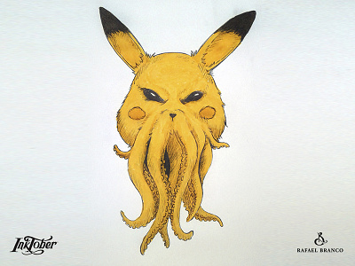 Pikathulhu cthulhu draw illustration inktober lovecraft marker monster pan pikachu pokemon sketchbook traditional