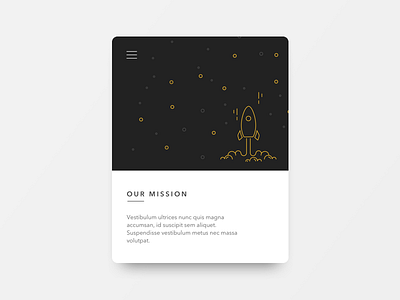 Our Mission app black design golden graphic gray illustration ios minimal mission mobile rocket ui ux vector yellow