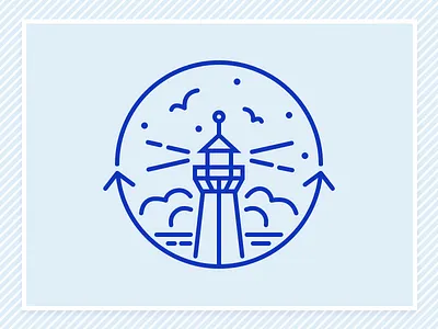 Badge "Hafenliebe" anchor babyblue badge birds blue design icon lighthouse lines points ui ux