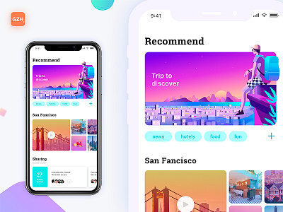 Travel guide app design illustration interface logo mobile sketch travel typography ui ux web