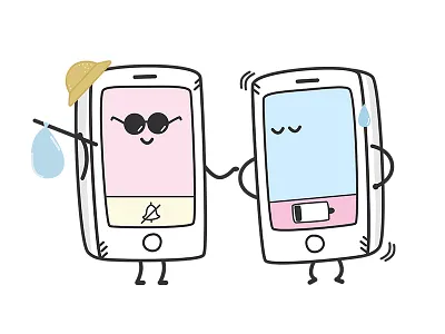 I am Busy Baby boldoutline branding character characterdesign funny holiday icon illustration phonecharacter sad vector