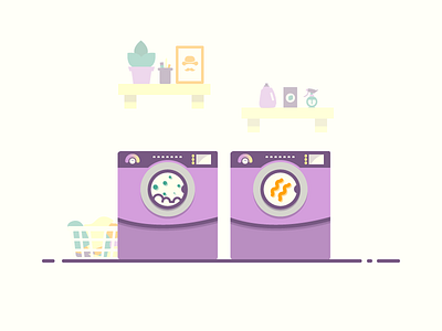 Wash Room Decluttering declutter dryer flat illustration plant room smart spot washer