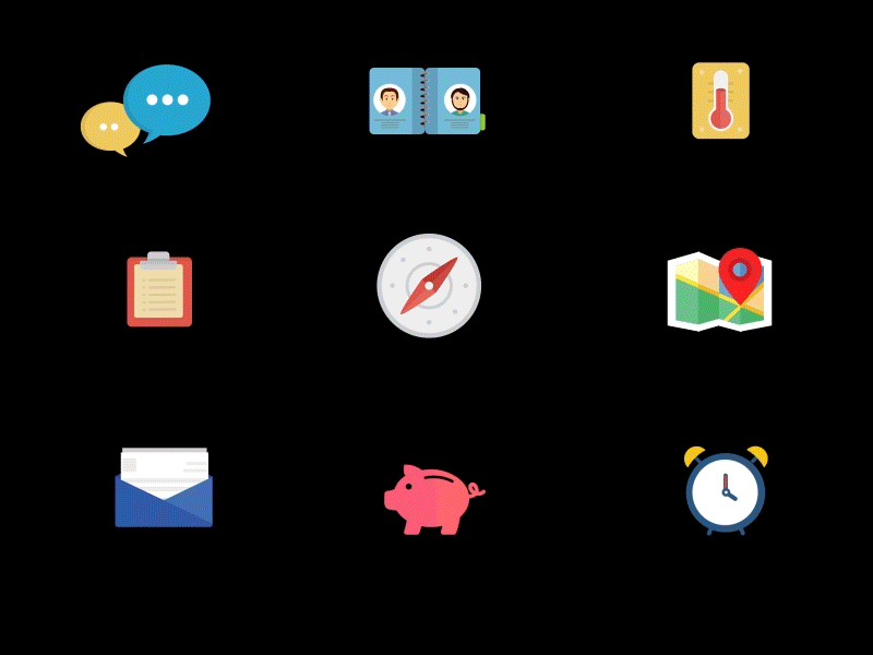 Animated Flat Icons aftereffects animation flat icons illustration ui vector