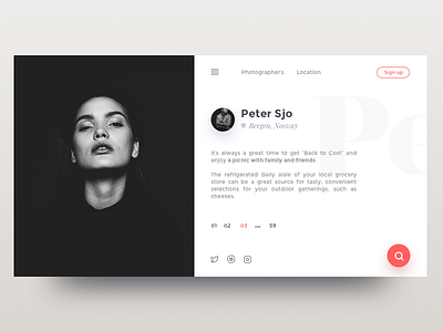 Photographer freelance page freelance landing mockup onepage page photo photographer ui webdesign