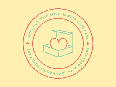 Packaged With Care - Badge badge colorful cute illustration minimal vector vintage