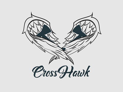 Crosshawk 03 cross hawk hand lettering logotype outdoors retail sports tomahawk vintage wings