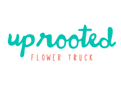 Uprooted logo flowers handlettered logo