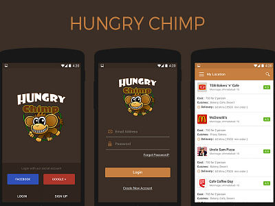 Hungry Chimp android app creative design food pixel restaurant ui ux