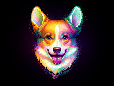 Welsh Corgi animal colorful corgi dog painting pet rainbow