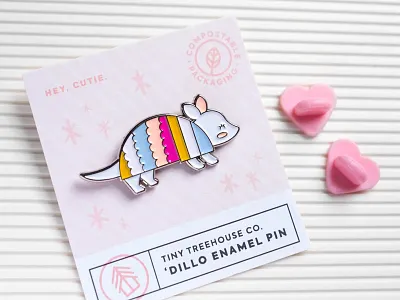 Armadillo Enamel Pin armadillo cute enamel pin illustration kawaii state animal texas
