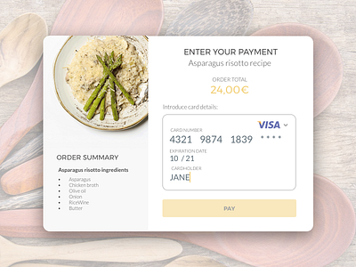 Daily UI #002 - Credit Card Checkout card checkout cooking credit card daily ui recipe