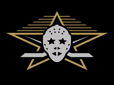 NHL 2017 All-Star Iconography all star black california goalie gold helmet hockey hockey sticks hollywood los angeles silver star