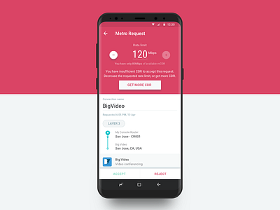 Insufficient bandwidth for request android interaction mockup network warning
