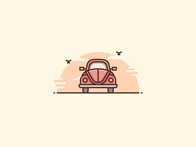 Beetle VW beetle car cute icon illustration logo transportation vw