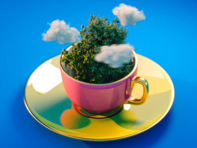 [Teacup] 3d c4d cgi forest octane tea teacup tree