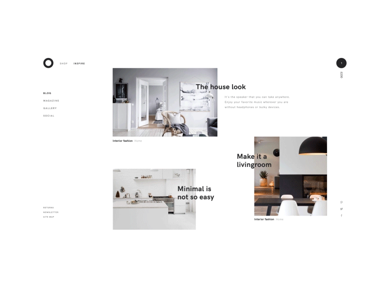 Interior inspiration animation fun shop typography ui ux website