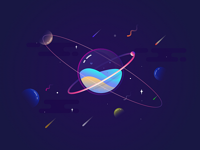 liquefied Planets app astroid circle illustration liquid planets solar stars web