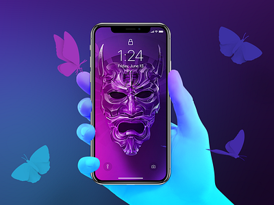 Oni - 4K Wallpaper 4k butterfly freebie hand iphone lights mask oni samsung uhd wallpaper