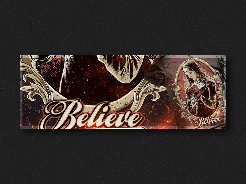 Believe T-Shirt banner believe flames illustration justyfight mma print slider sparkles t shirt