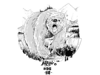 Inktober16-FAT bear drawing fat inktober inktober2017 moutains nature sketch