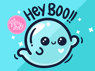 Hey Boo!! blue boo free freelancer ghost halloween he kawaii spooky thriller