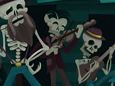 Happy Hollerween Desktop adobe illustrator appalachia desktop fall halloween hillbilly mountains skeleton vector illustration