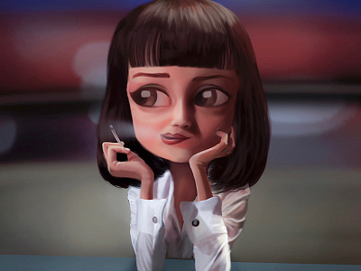 Mia Wallace Charicature cartoon character cinema cute funny movie pulp fiction tarantino