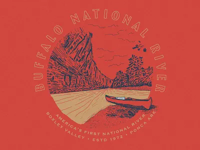 Buffalo River badge badge hunting buffalo canoe mountains ozarks river