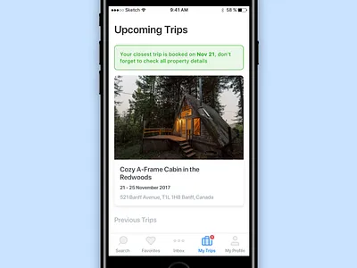 Trips Feed apartment application feed travel trips ui ux