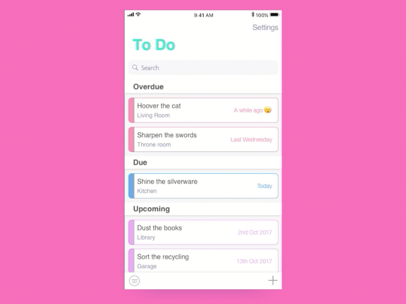 Chore Buddie - Interaction Design app emoji gif interaction lists ui