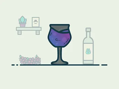 Big Joe Wine Glass bottle cougar town date night glass gradient grapes illustration plant wine
