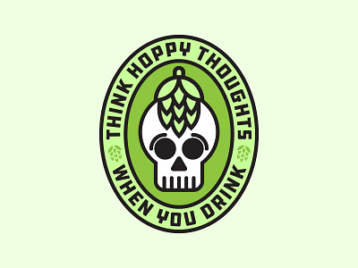 Hoppy Thoughts. badge beers hops skulls thoughts