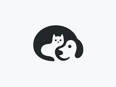 Dog & Cat animal pet care love hug cat kitten clever hidden cute fun funny donation shelter illustrative illustration logo identity negative space nonprofit non profit puppy dog smart creative