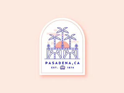 Hometown Badge badge bridge california city of roses colorado bridge hometown pasadena