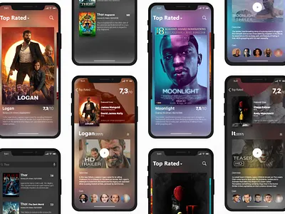 Movies Database Mobile App adobe xd app design database freebie interaction design ios11 iphone x movie movies ui user interface ux