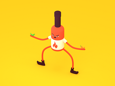 Hot Sauce Bro 3D 3d blender chili hot hot sauce illustration model photoshop render sauce